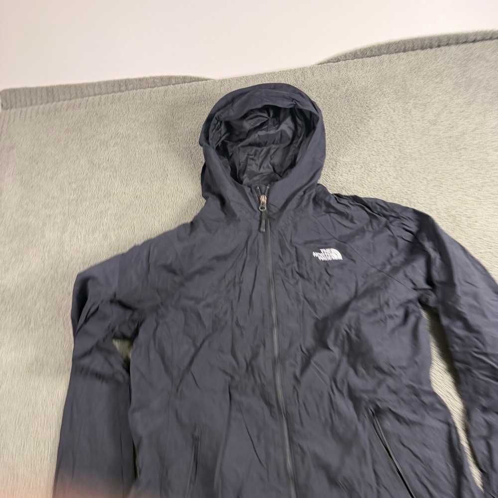 The North Face Womens DryVent Hooded Rain Jacket Black Full Zip Shell Size M